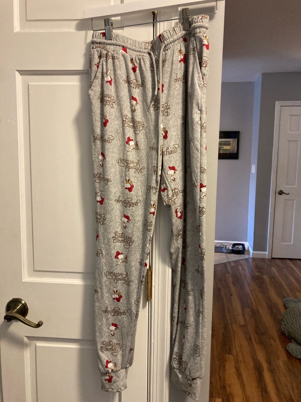 Peanuts Gray Snoopy Cowboy Lounge Pajama Pants with Red Accents
